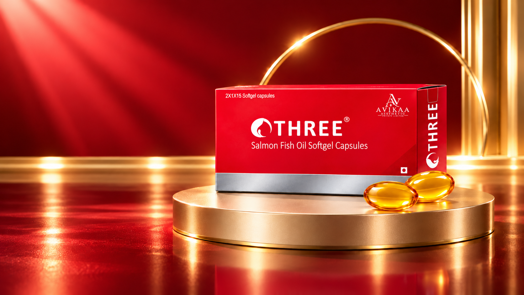 THREE® Salmon Fish Oil Softgels Packaging Showcase